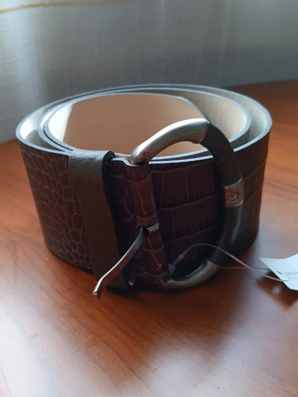 NWT Banana Republic Taupe Brown Croc Embossed Leather Made in Italy Belt Size M